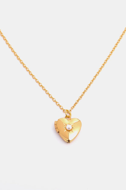 Zircon Heart Shape 14K Gold-Plated Pendant Necklace