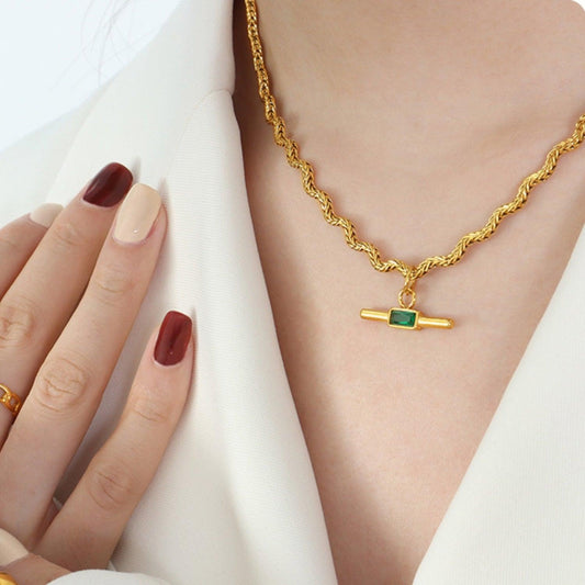 Stainless Steel Glass Cone Shaped Pendant Necklace Carauana Store