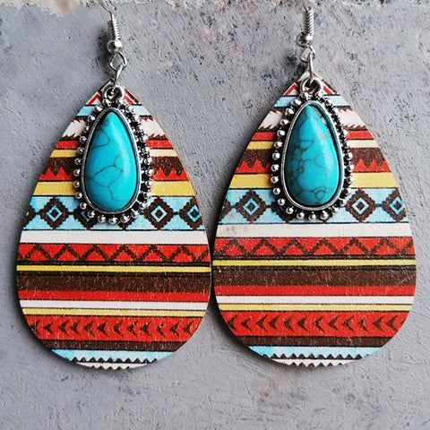 Artificial Turquoise Geometric Teardrop Earrings