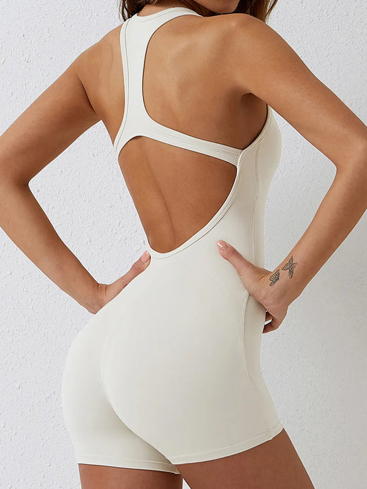 Basic Bae Cutout Racerback Sleeveless Active Romper Carauana Store