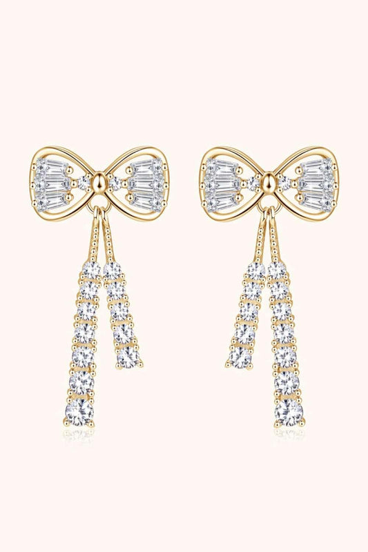 1.12 Carat Moissanite 925 Sterling Silver Bow Earrings Carauana Store