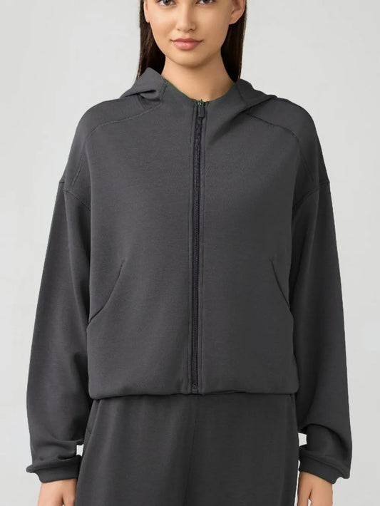Millennia Zip Up Dropped Shouder Active Hooded Carauana Store