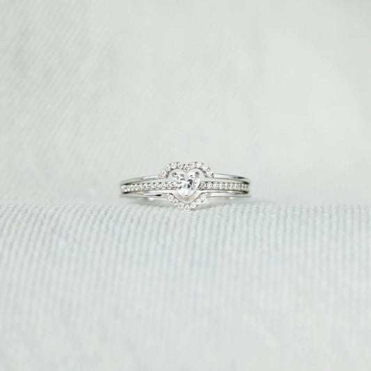 925 Sterling Silver Inlaid Zircon Heart Ring Carauana Store