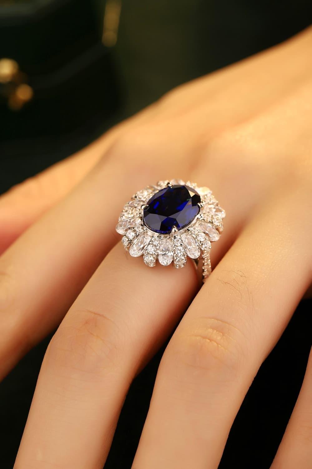 5 Carat Lab-Grown Sapphire Flower Shape Ring