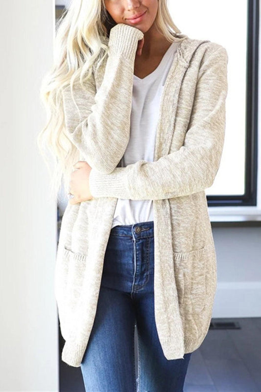 Heathered Open Front Cardigan with Pockets Carauana Store