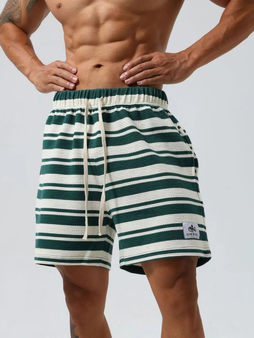 Men's Plus Size Drawstring Striped Shorts CaRaUaNa Fashion