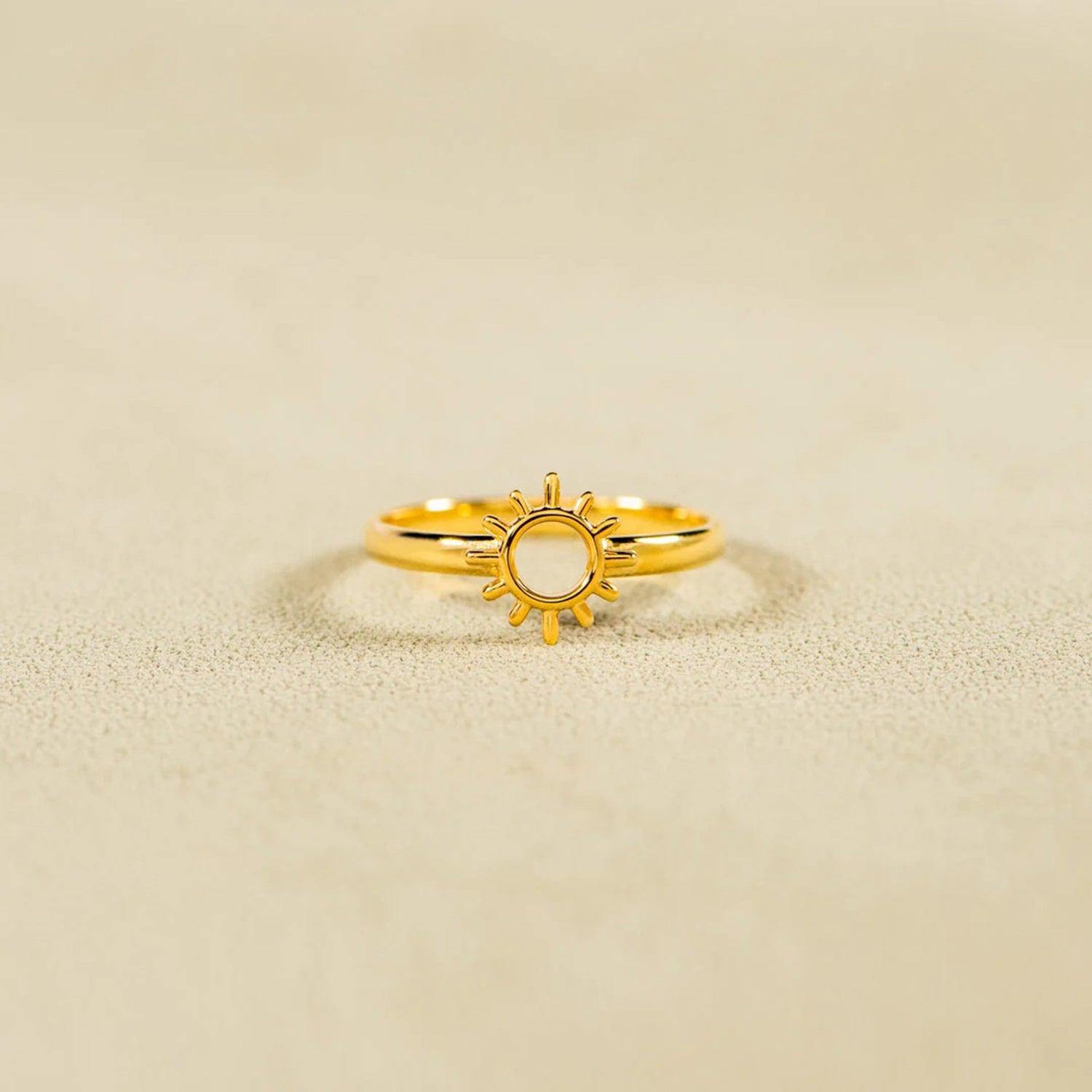 Sun Shape 18K Gold-Plated Ring