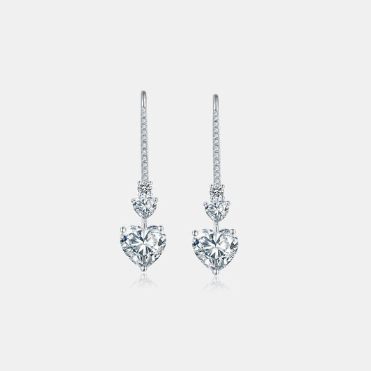 5.44 Carat 925 Sterling Silver Moissanite Heart Drop Earrings Carauana Store
