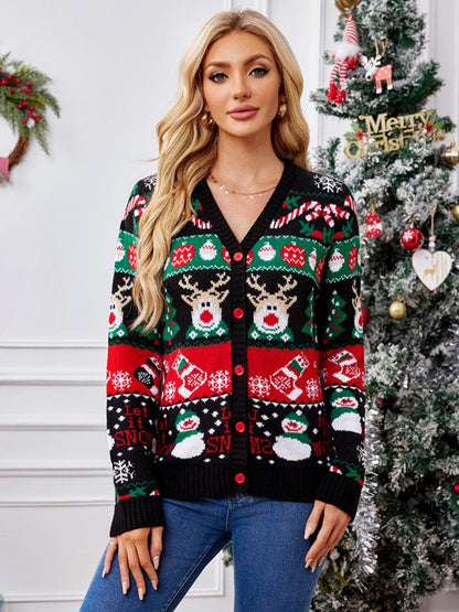 Reindeer Button Up Long Sleeve Cardigan