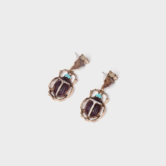 Beetle Shape Rhinestone Alloy Dangle Earrings Carauana Store
