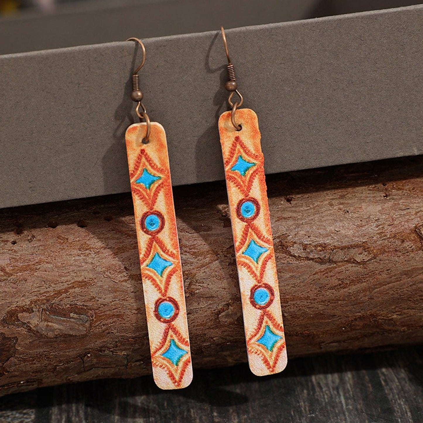 Geometric Leather Bar Earrings