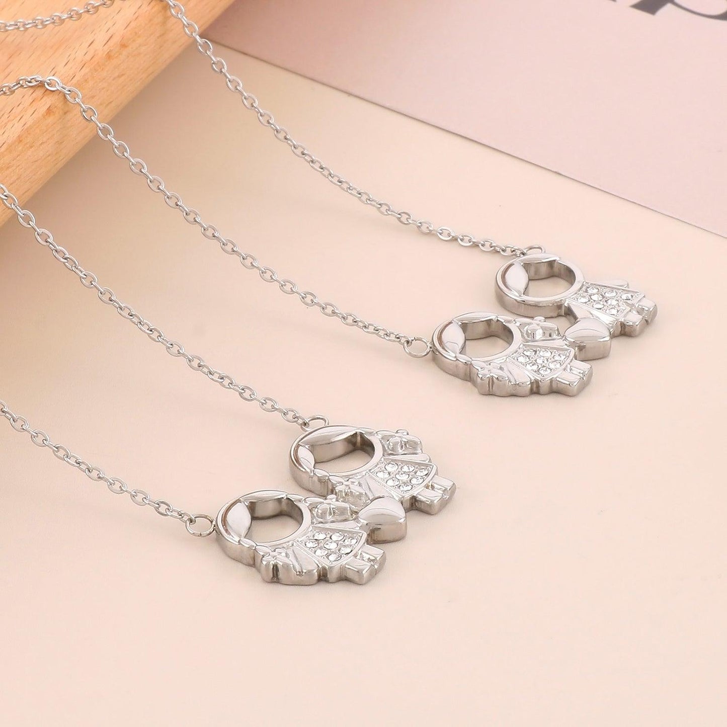 Pendant Rhinestone Stainless Steel Necklace