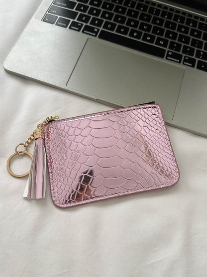 PU Leather Tassel Trim Card Case 