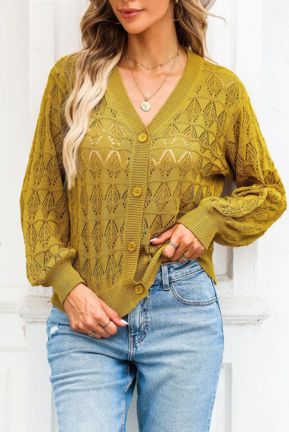 Openwork V-Neck Cardigan