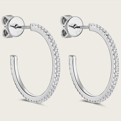 Inlaid Moissanite 925 Sterling Silver C-Hoop Earrings