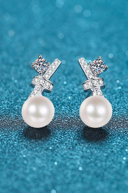 Pearl Moissanite Stud Earrings