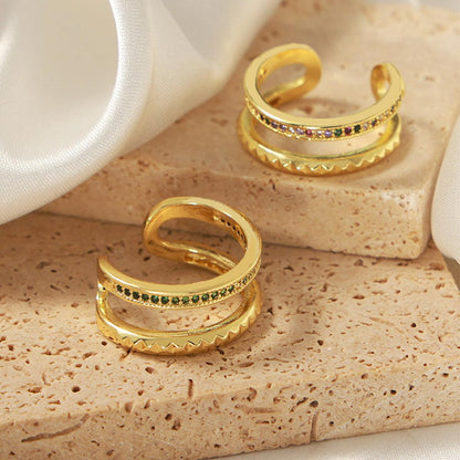 Gold-Plated Czech Diamond Double-Layered Ring