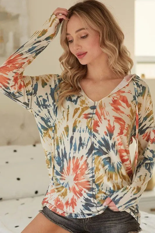 BiBi Tie Dye Print Terry Hoodie Carauana Store