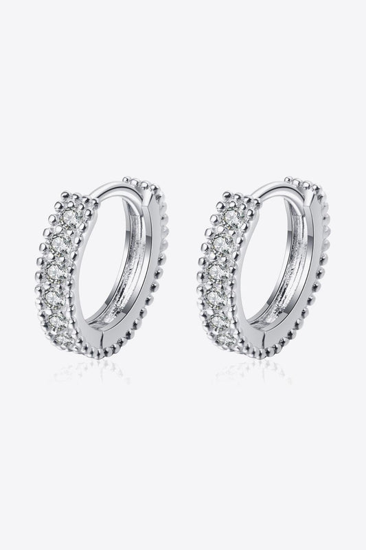925 Sterling Silver Inlaid Moissanite Huggie Earrings Carauana Store