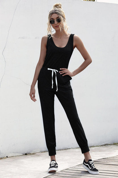 Knot Sleeveless Waist Jumpsuit