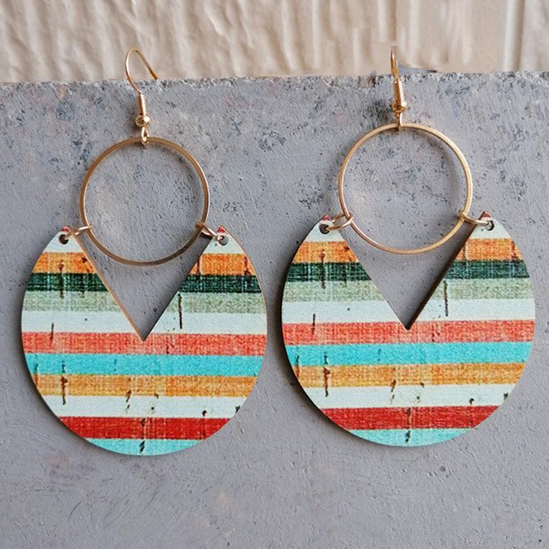 Ms.Pac-Man Shape Wooden Dangle Earrings