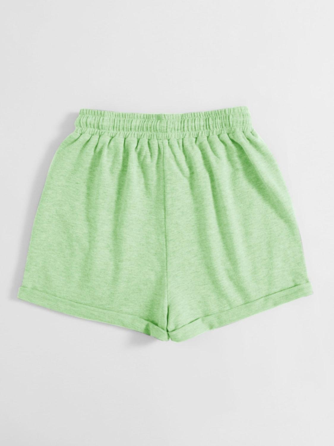 Drawstring Pocketed Elastic Waist Shorts