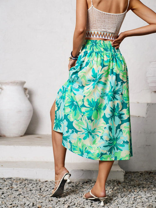 Slit Printed Midi Skirt Carauana Store
