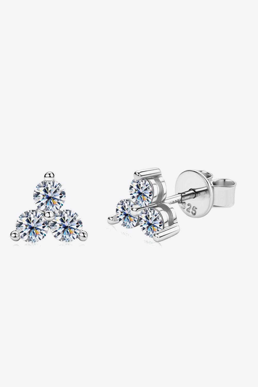 Moissanite 925 Sterling Silver Stud Earrings CaRaUaNa Fashion
