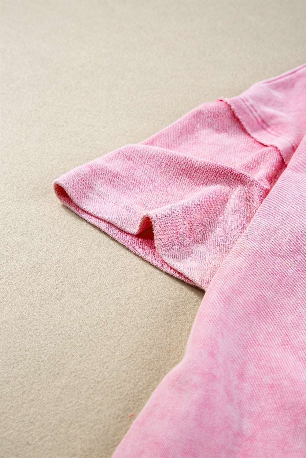 Strawberry Pink Mineral Wash Exposed Seam Drop Shoulder Oversized Tee CaRaUaNa Fashion