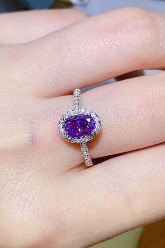 925 Sterling Silver 1 Carat Purple Moissanite Ring Carauana Store