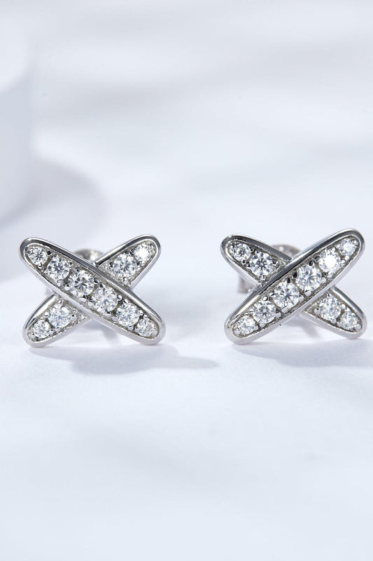 925 Sterling Silver X-Shape Moissanite Earrings Carauana Store
