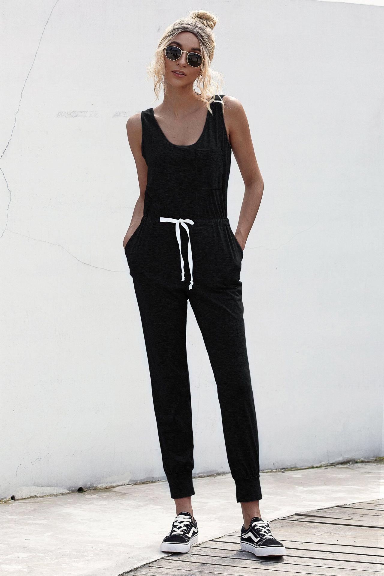 Knot Sleeveless Waist Jumpsuit