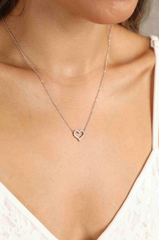 Adored Moissanite Platinum-Plated Heart Necklace Carauana Store