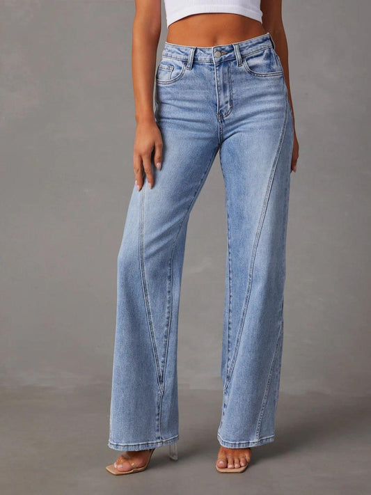 High Waist Straight Jeans with Pockets Carauana Store