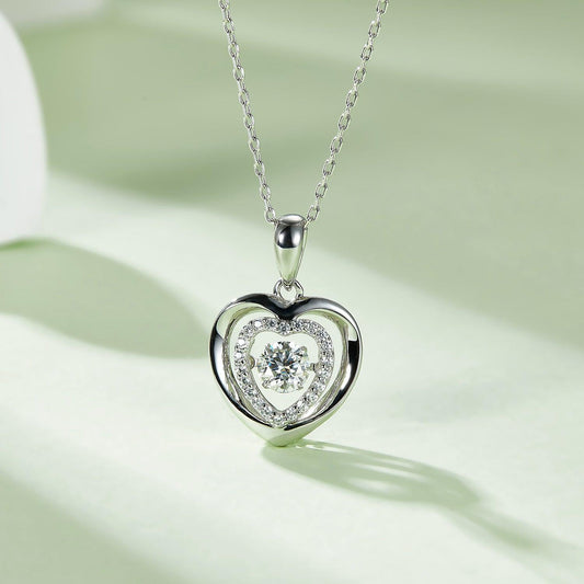 Moissanite 925 Sterling Silver Heart Necklace Carauana Store