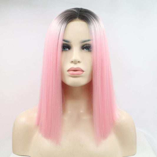13*3" Lace Front Wigs Synthetic Mid-length Straight 12" 130% Density Carauana Store