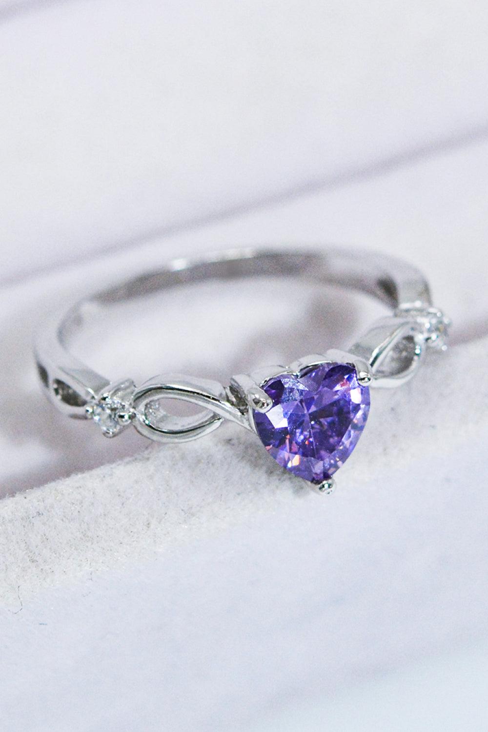 Crystal Heart 925 Sterling Silver Ring