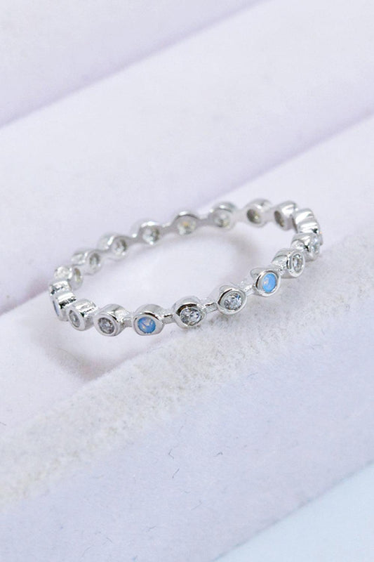 925 Sterling Silver Zircon and Natural Moonstone Ring Carauana Store