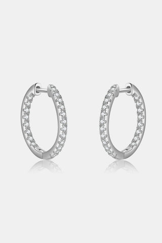 Inlaid Zircon 925 Sterling Silver Huggie Earrings