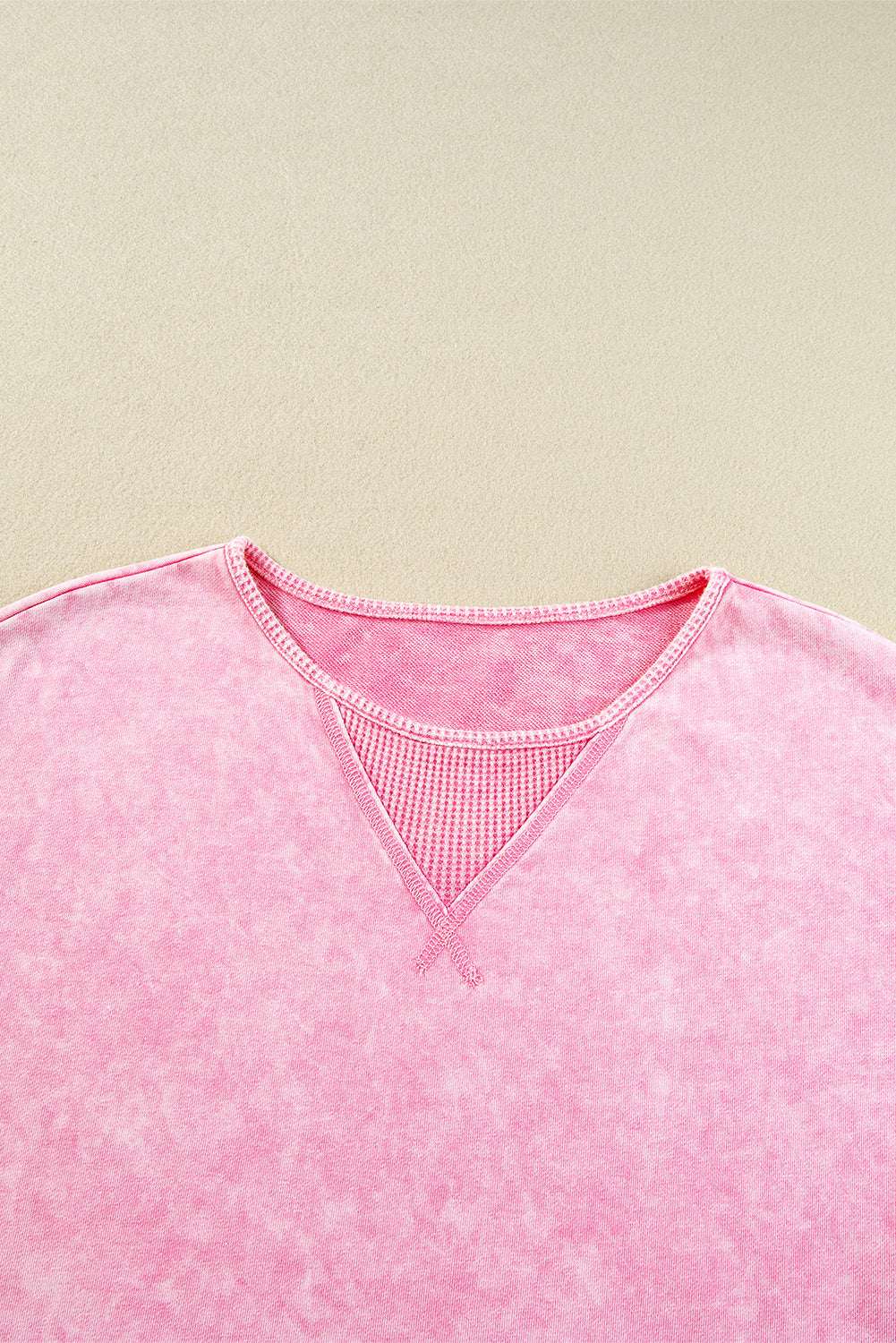Strawberry Pink Mineral Wash Exposed Seam Drop Shoulder Oversized Tee CaRaUaNa Fashion