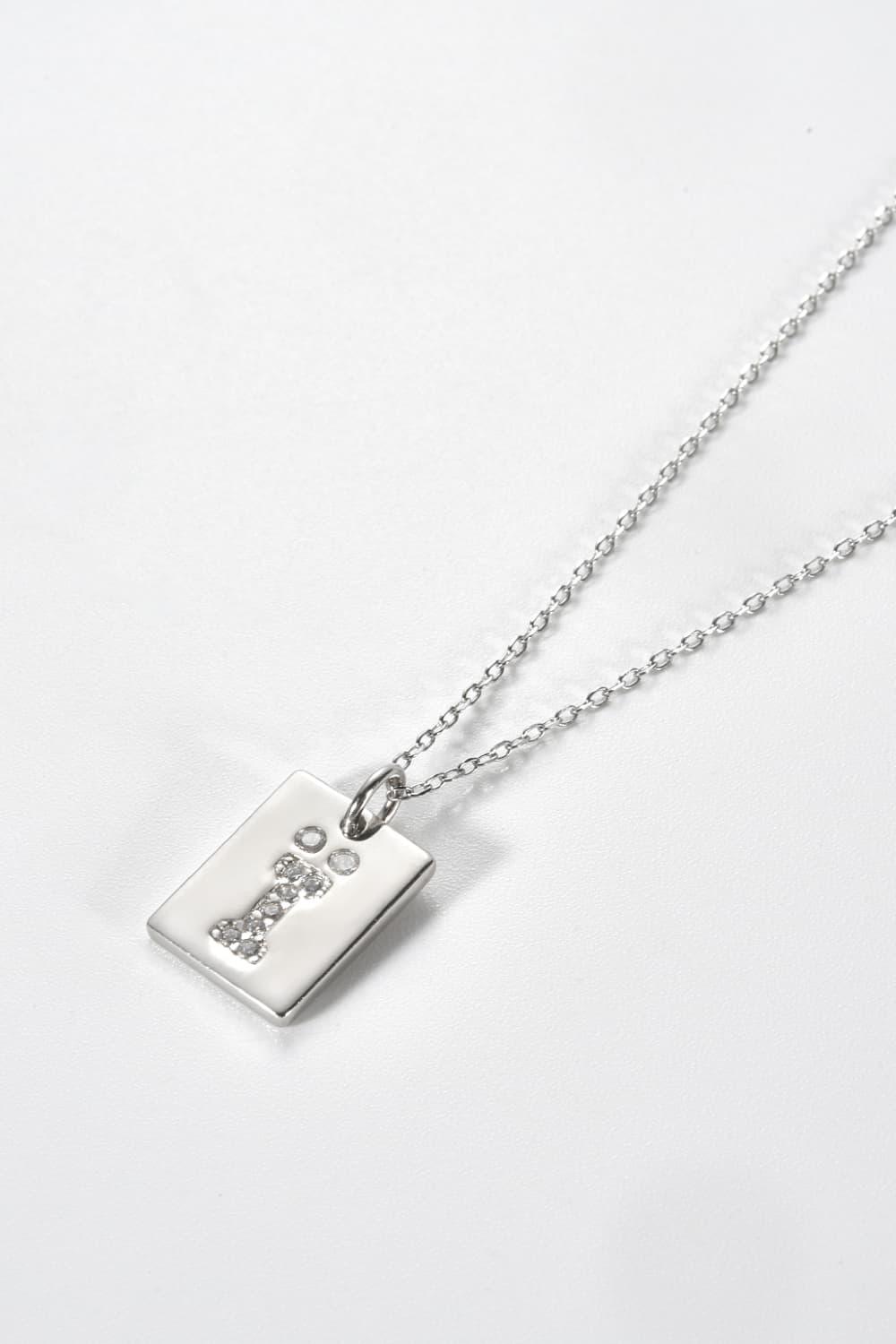 Inlaid Zircon Rectangle Pendant Necklace