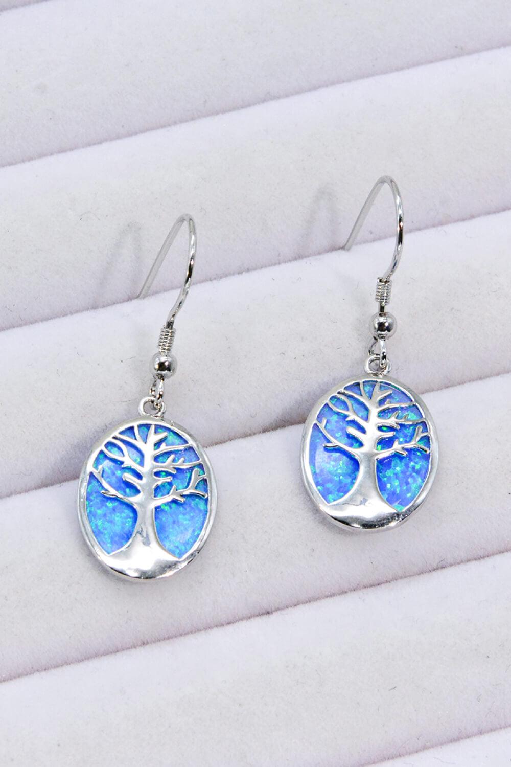 Opal Blue Platinum-Plated Drop Earrings