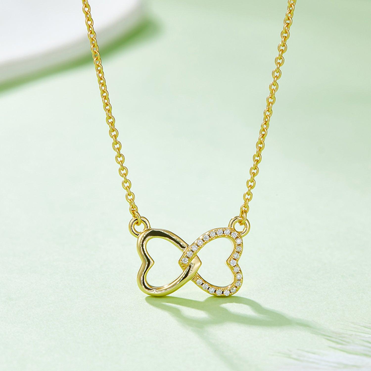 Moissanite 925 Sterling Silver Heart Bow Necklace