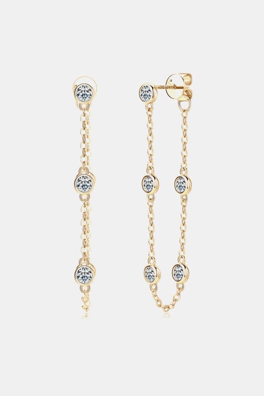 1 Carat Moissanite 925 Sterling Silver Chain Earrings Carauana Store