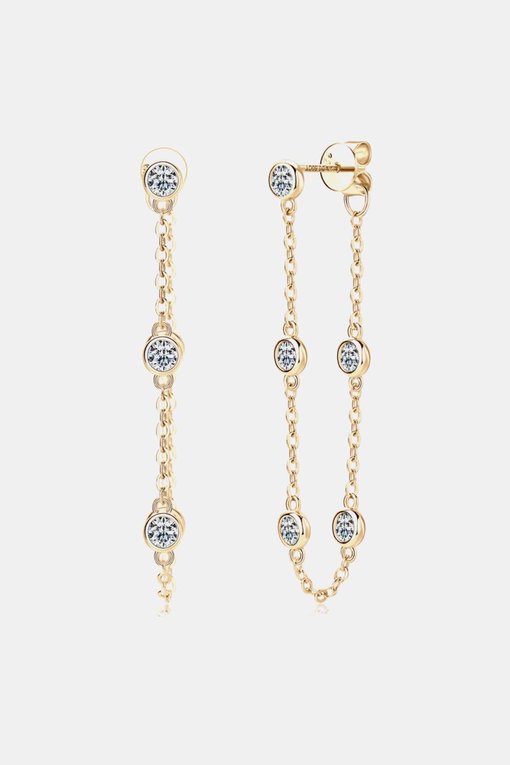 1 Carat Moissanite 925 Sterling Silver Chain Earrings