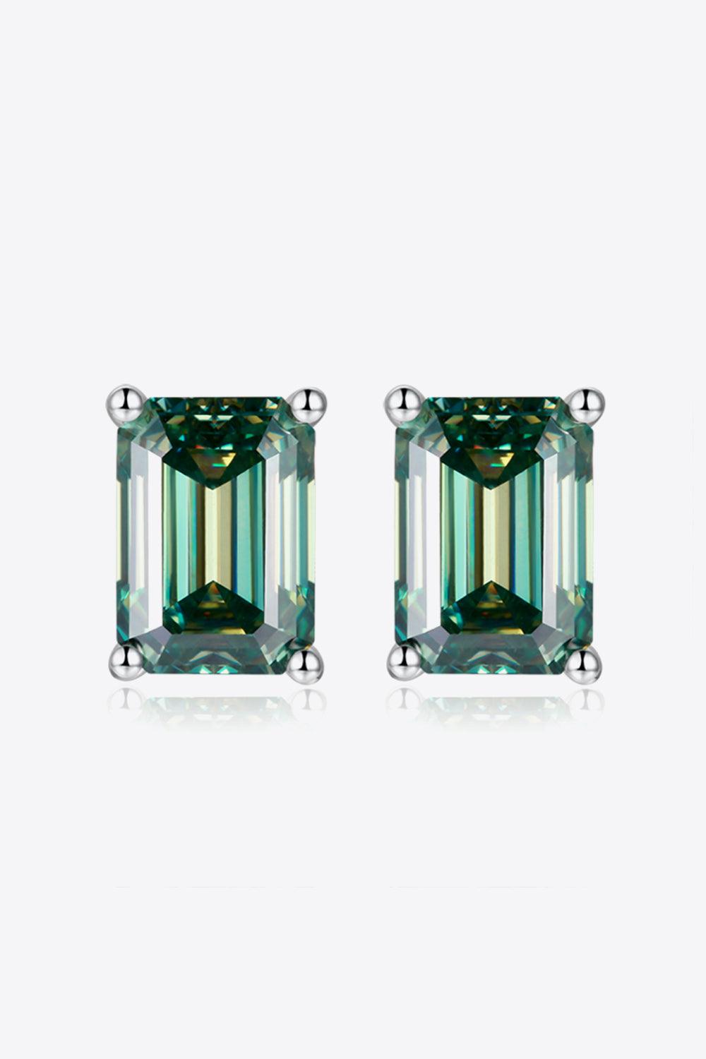 2 Carat Moissanite Stud Earrings in Green