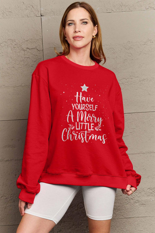 Simply Love Full Size HAVE YOURSELF A MERRY LITTLE CHRISTMAS Round Neck Sweatshirt Carauana Store