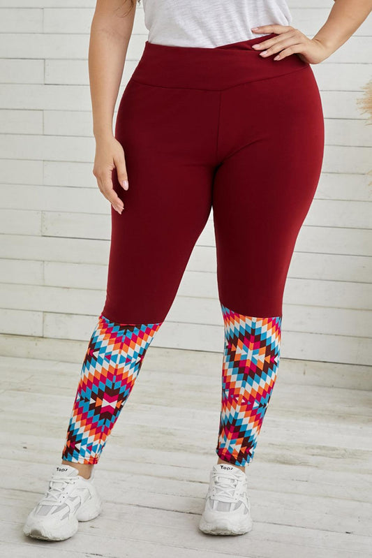 Plus Size Geometric Print High Waist Leggings Carauana Store