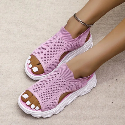 Peep Toe Cutout Mesh Sandals