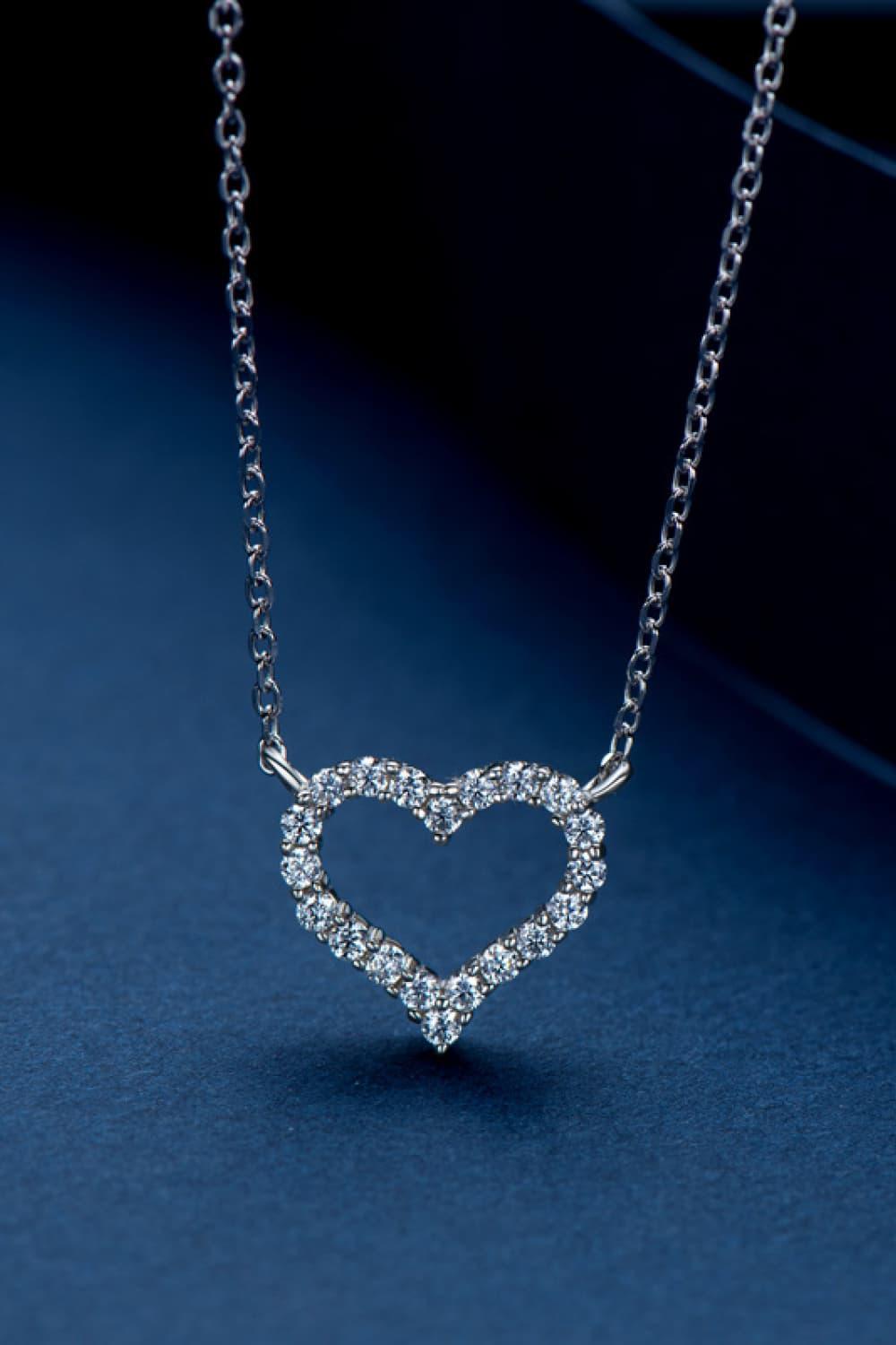 Adored Moissanite Platinum-Plated Heart Necklace